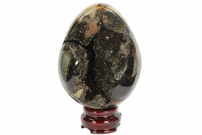 Septarian Dragon Egg Geode - Black Crystals #123019